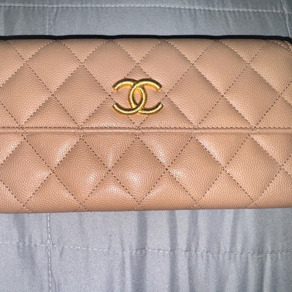 Chanel Tan Quilted Leather Wallet